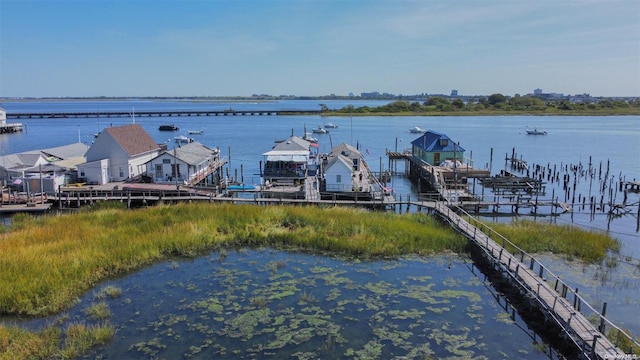 dock area featuring a water view