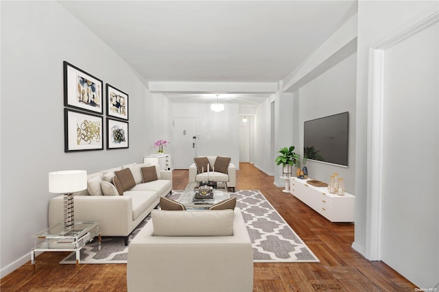 living room with hardwood / wood-style floors