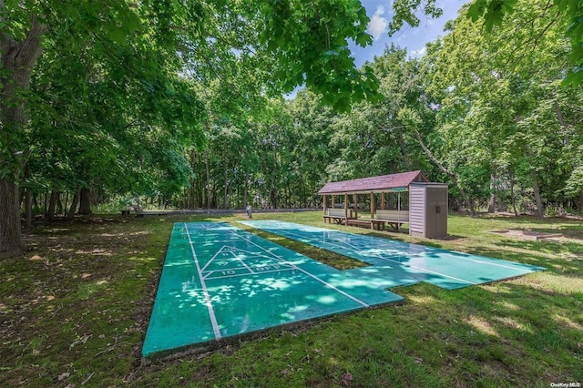 view of property's community featuring a lawn