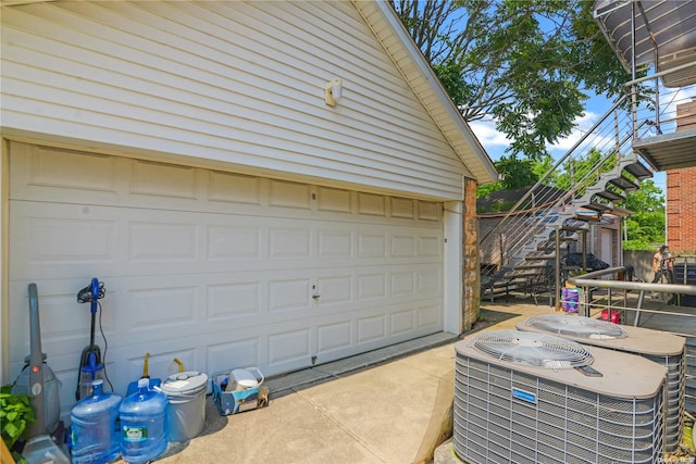 garage featuring central AC unit