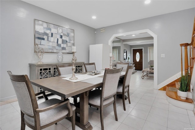 view of tiled dining room