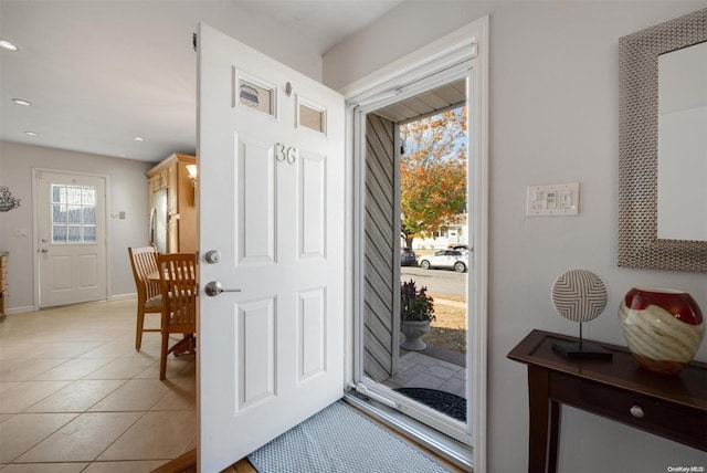 view of tiled foyer entrance