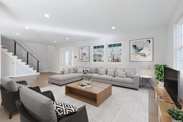 living room featuring light hardwood / wood-style flooring