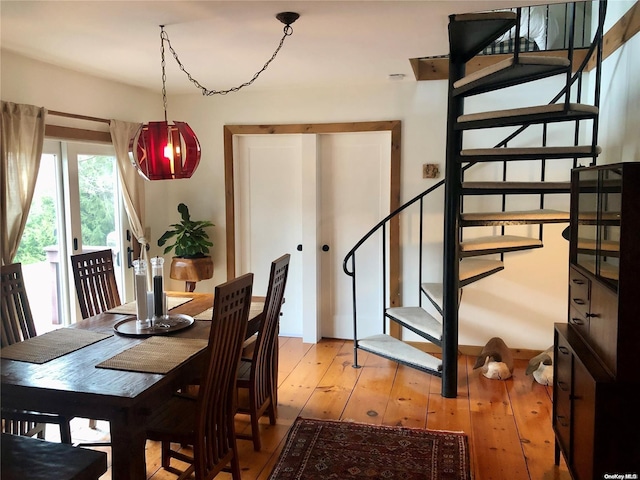 dining space featuring light hardwood / wood-style flooring