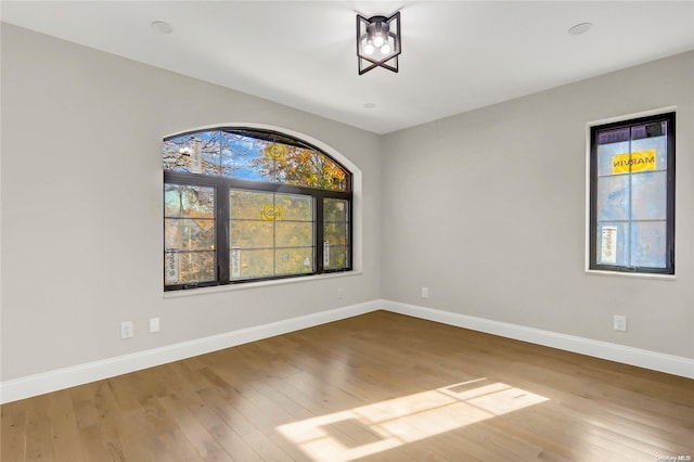 empty room featuring plenty of natural light and hardwood / wood-style floors