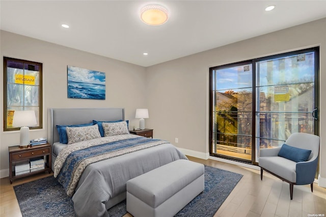 bedroom featuring light wood-type flooring