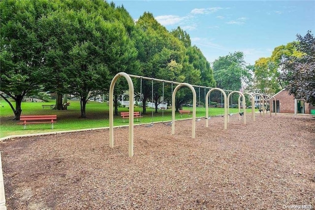 view of play area featuring a yard