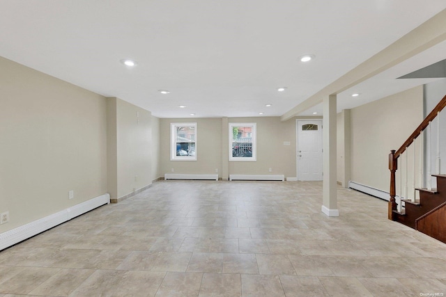 interior space featuring a baseboard heating unit