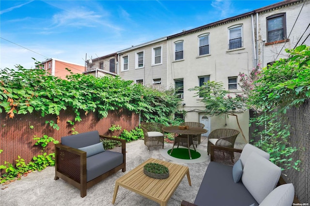 balcony with a patio area