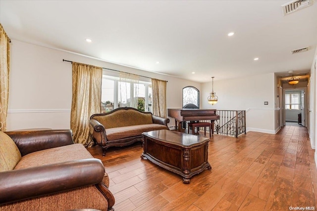 living room with wood-type flooring