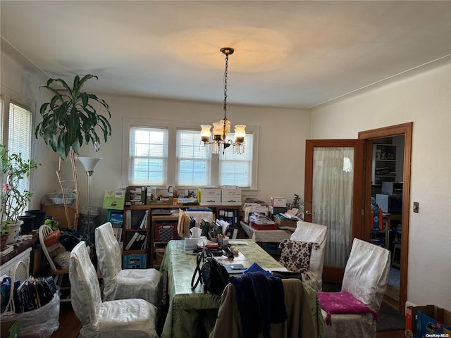 interior space with a notable chandelier