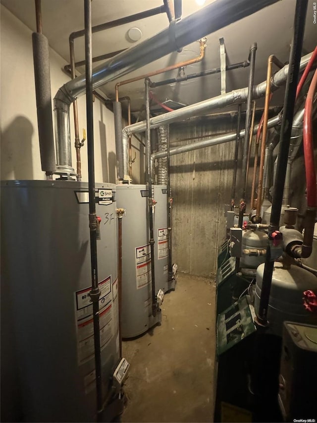 utility room featuring water heater