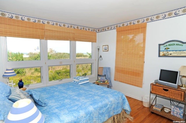 bedroom with hardwood / wood-style floors