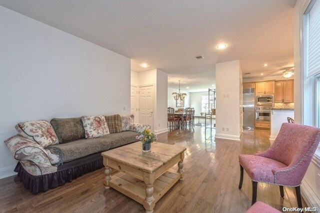 living room with hardwood / wood-style floors