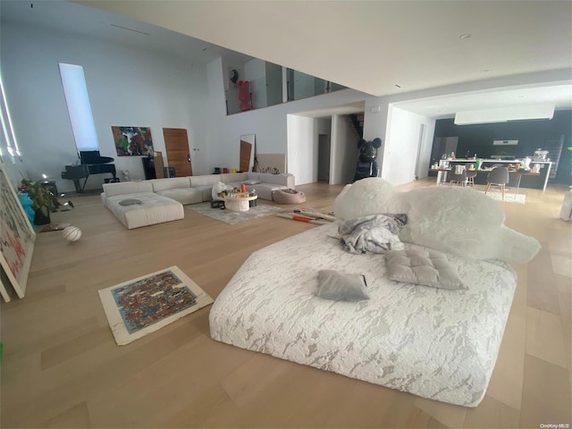 living room with hardwood / wood-style floors