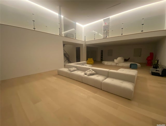 living room with light hardwood / wood-style flooring