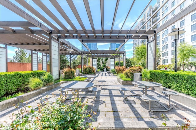 view of patio with a pergola