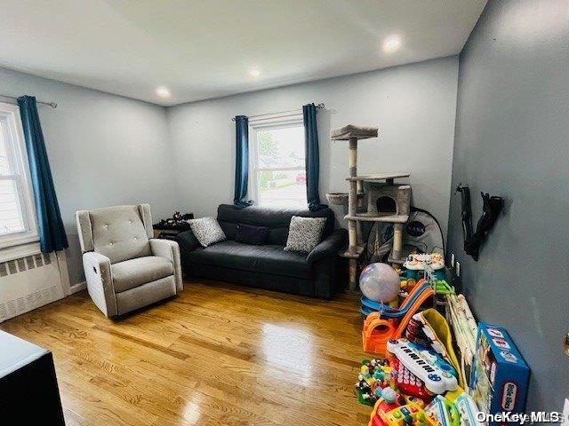 living room with light hardwood / wood-style floors