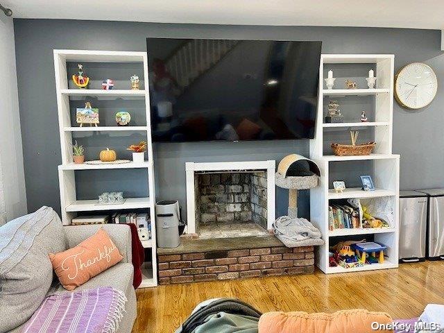 living room with hardwood / wood-style flooring