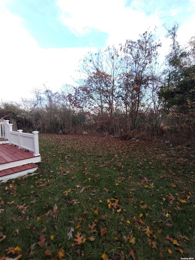 view of yard with a wooden deck