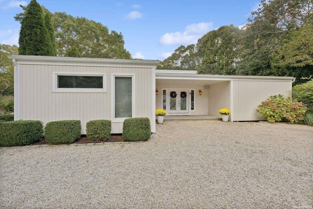 view of front facade with french doors