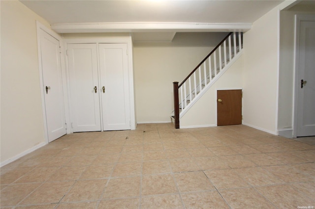 interior space featuring light tile patterned floors