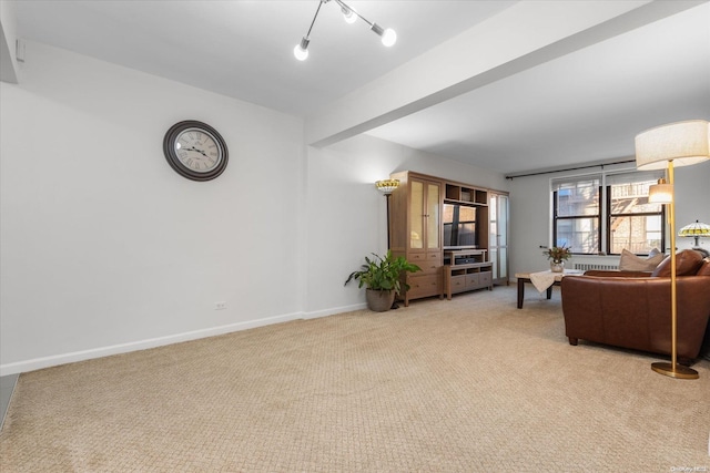 living room with light carpet