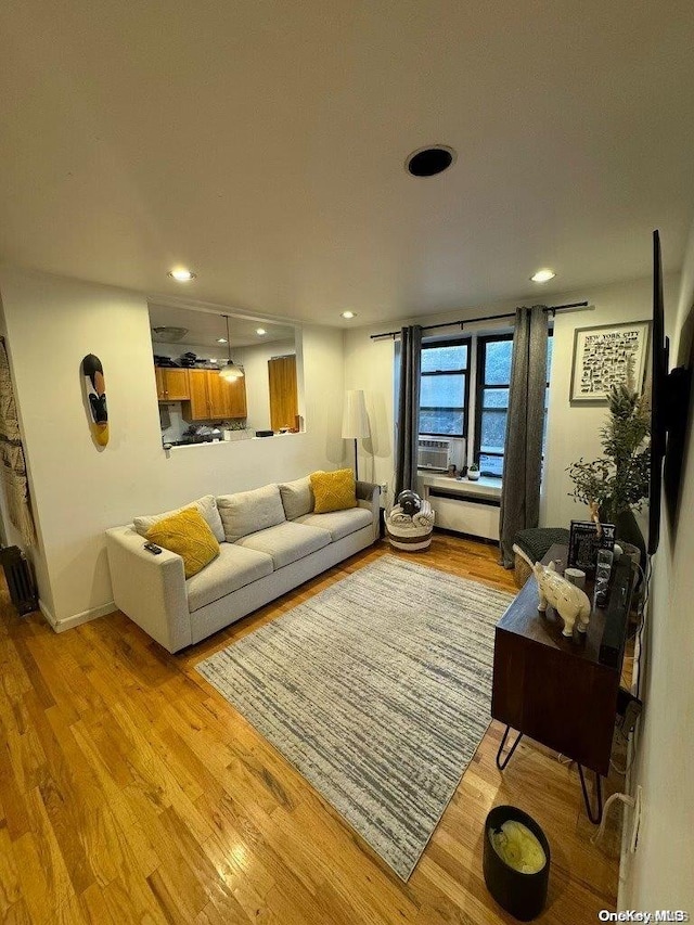 living room featuring light wood-type flooring