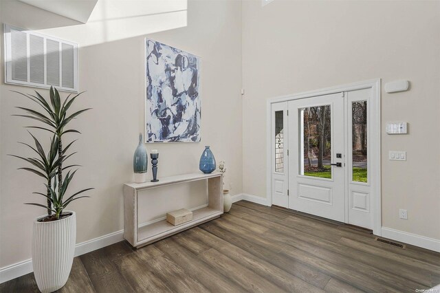 foyer entrance with dark wood-type flooring