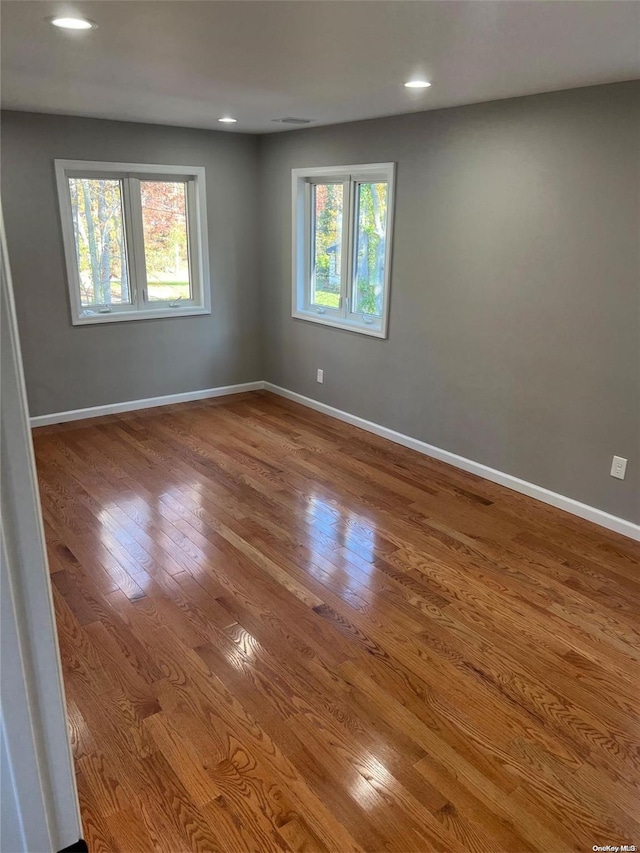 empty room featuring hardwood / wood-style flooring and a healthy amount of sunlight