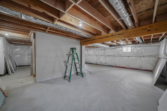 view of unfinished basement