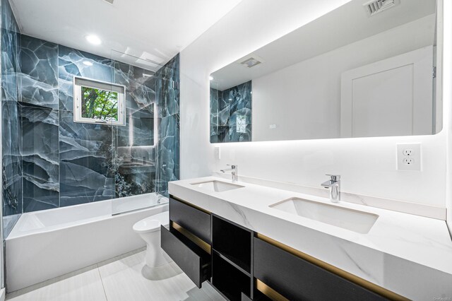 146 Walter Ave, Hauppauge, NY 11788 - full bathroom featuring a sink, shower / bathing tub combination, toilet, and visible vents