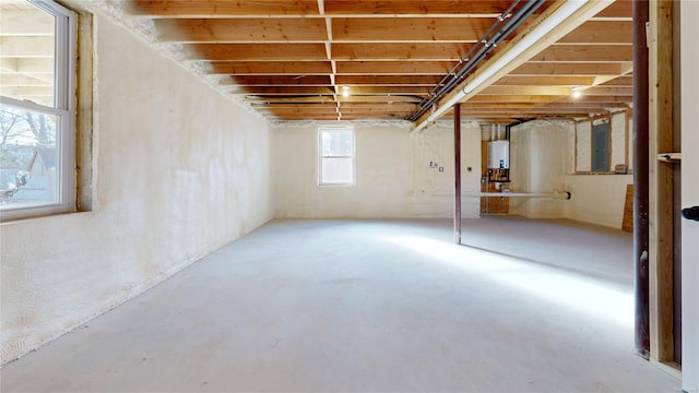 basement with tankless water heater