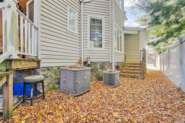 view of home's exterior with central air condition unit