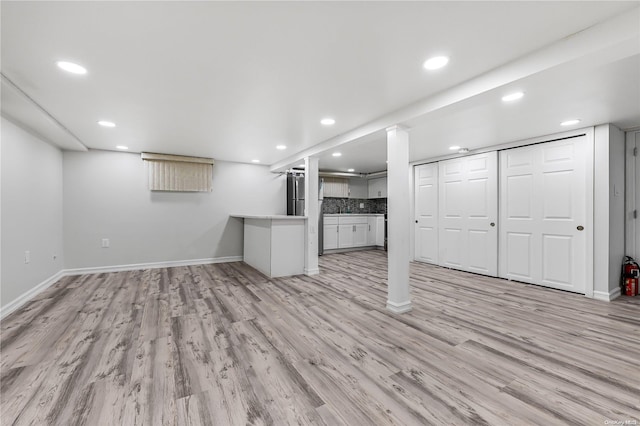 unfurnished living room featuring light hardwood / wood-style floors