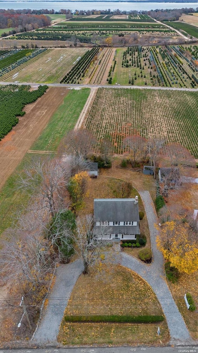 birds eye view of property featuring a rural view