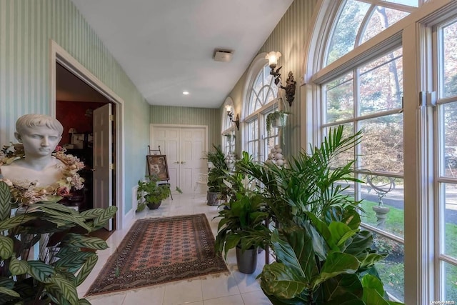 interior space featuring light tile patterned floors