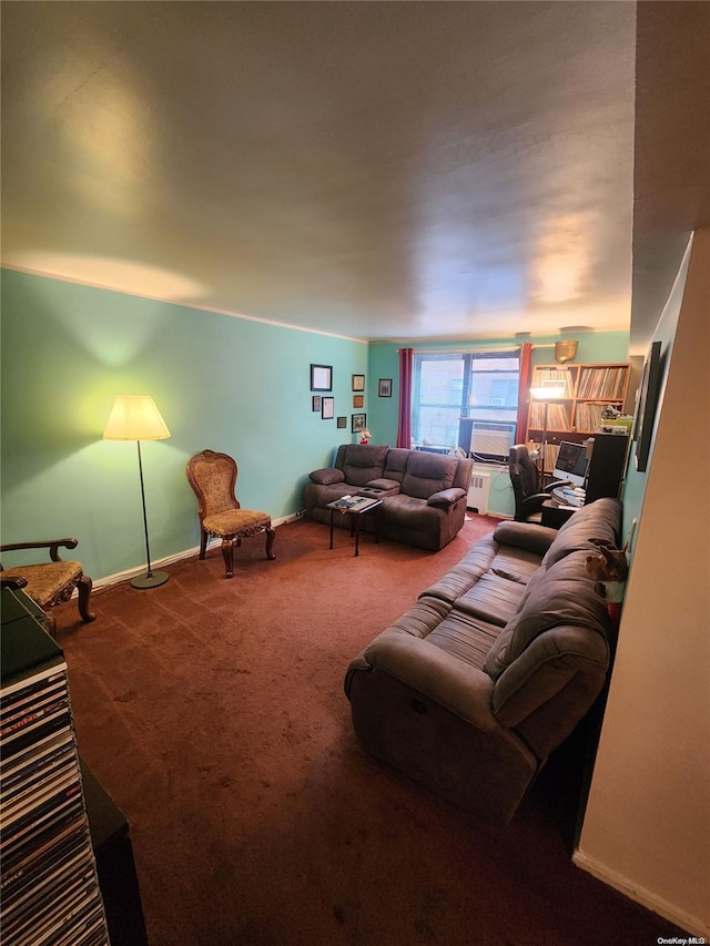 living room with carpet flooring