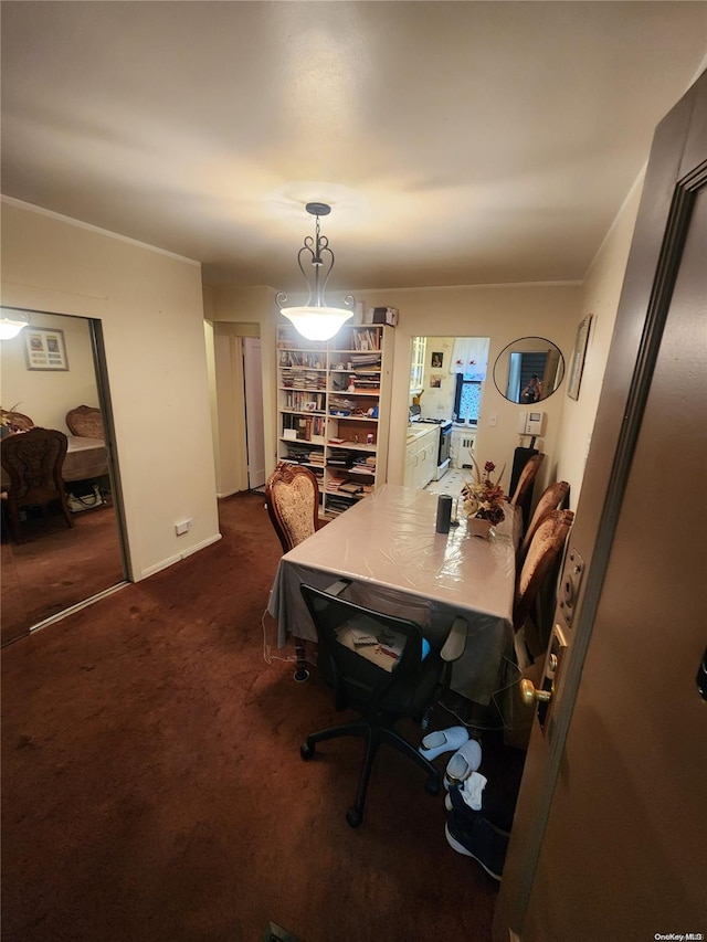 view of carpeted dining area