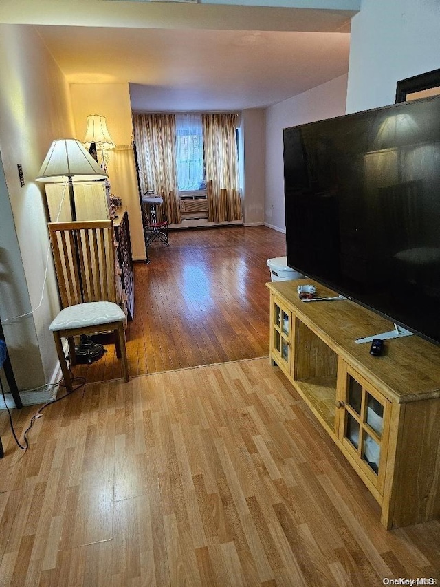 living room with hardwood / wood-style floors