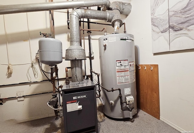 utility room with gas water heater