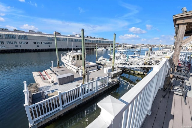 view of dock featuring a water view