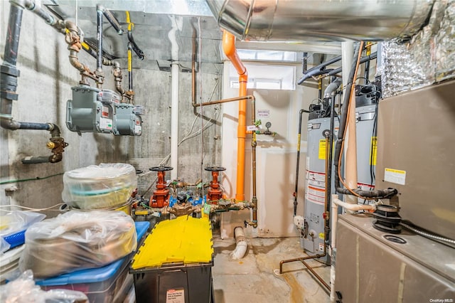 utility room featuring gas water heater