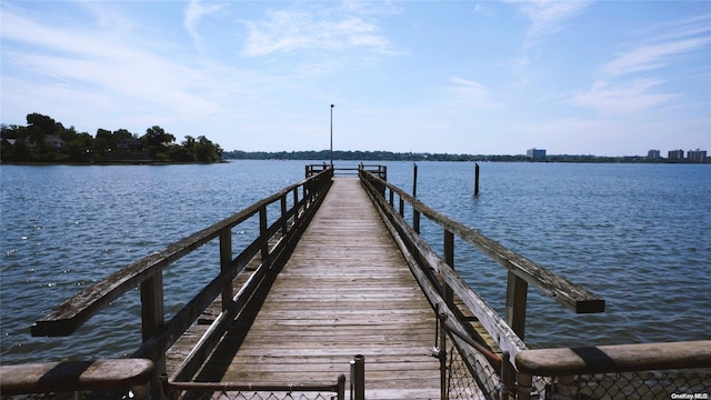 view of dock featuring a water view