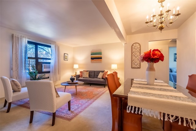 interior space featuring an inviting chandelier