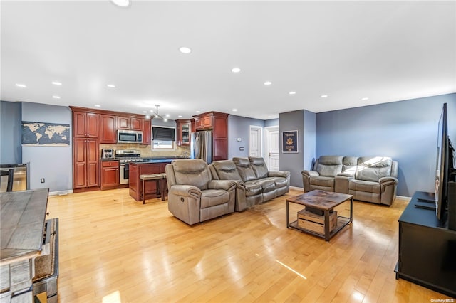 living room featuring light hardwood / wood-style floors