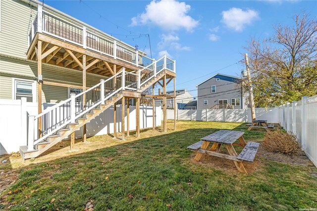 view of yard featuring a deck