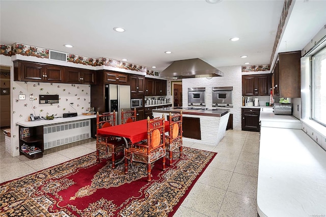 dining space with radiator