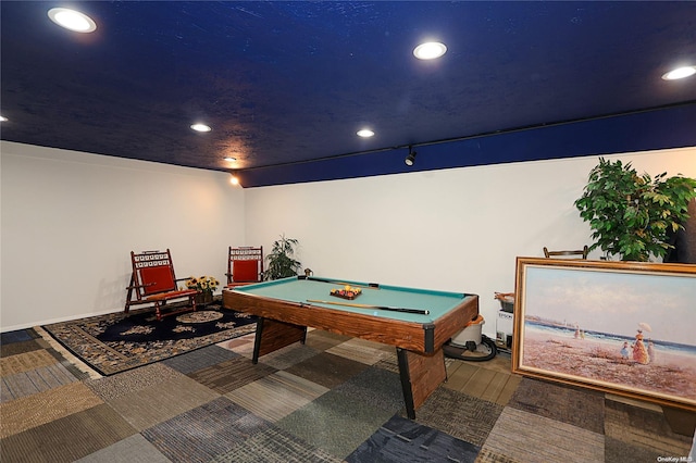 rec room featuring wood-type flooring and pool table