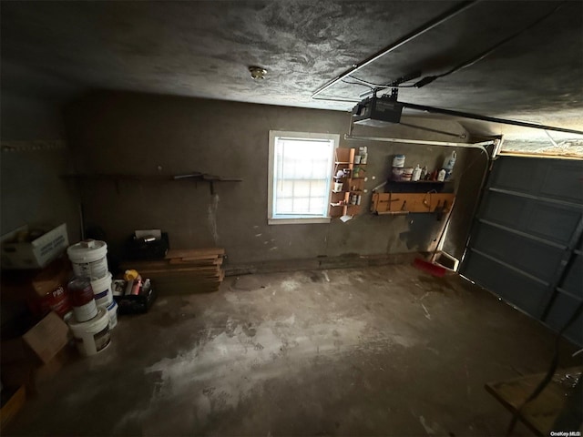 garage with a garage door opener